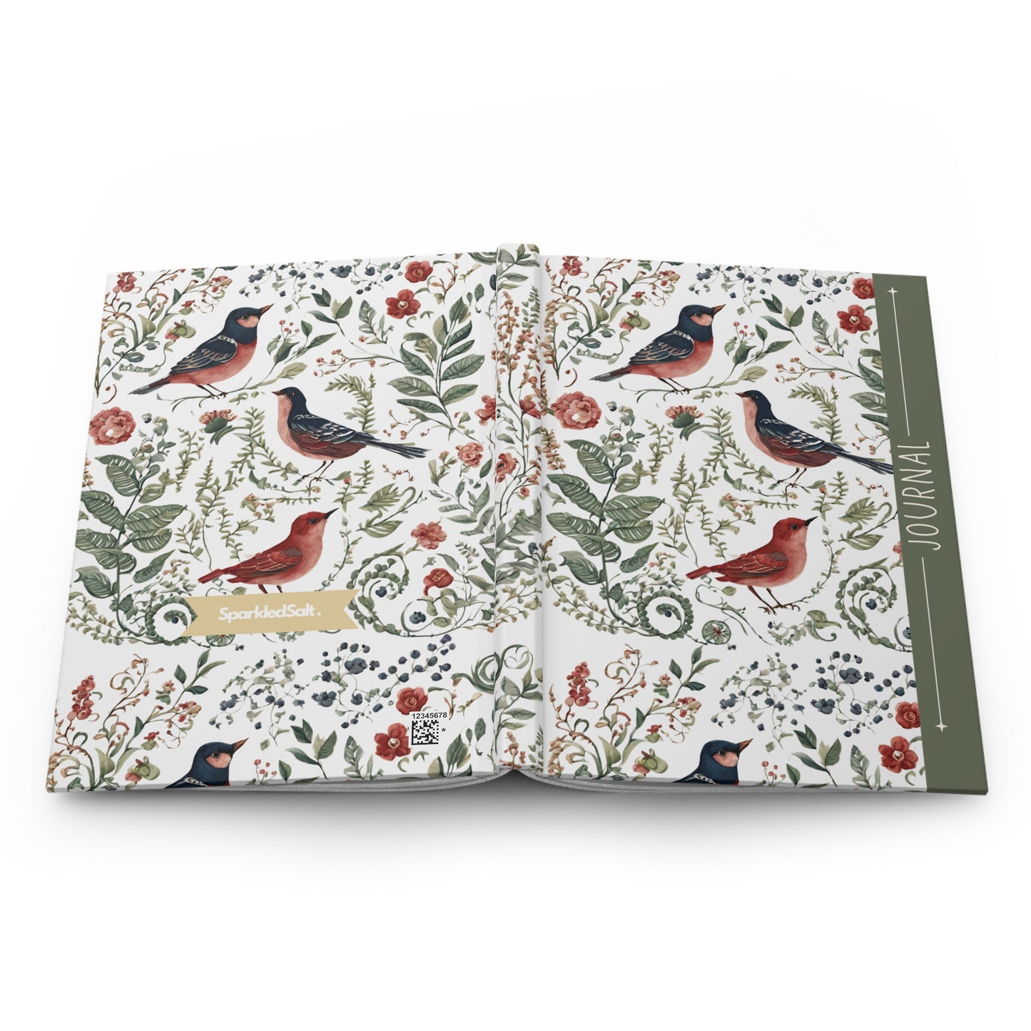 Vintage Whimsical Birds and Flowers Hardcover Journal - 150 Pages - Great Gift Idea