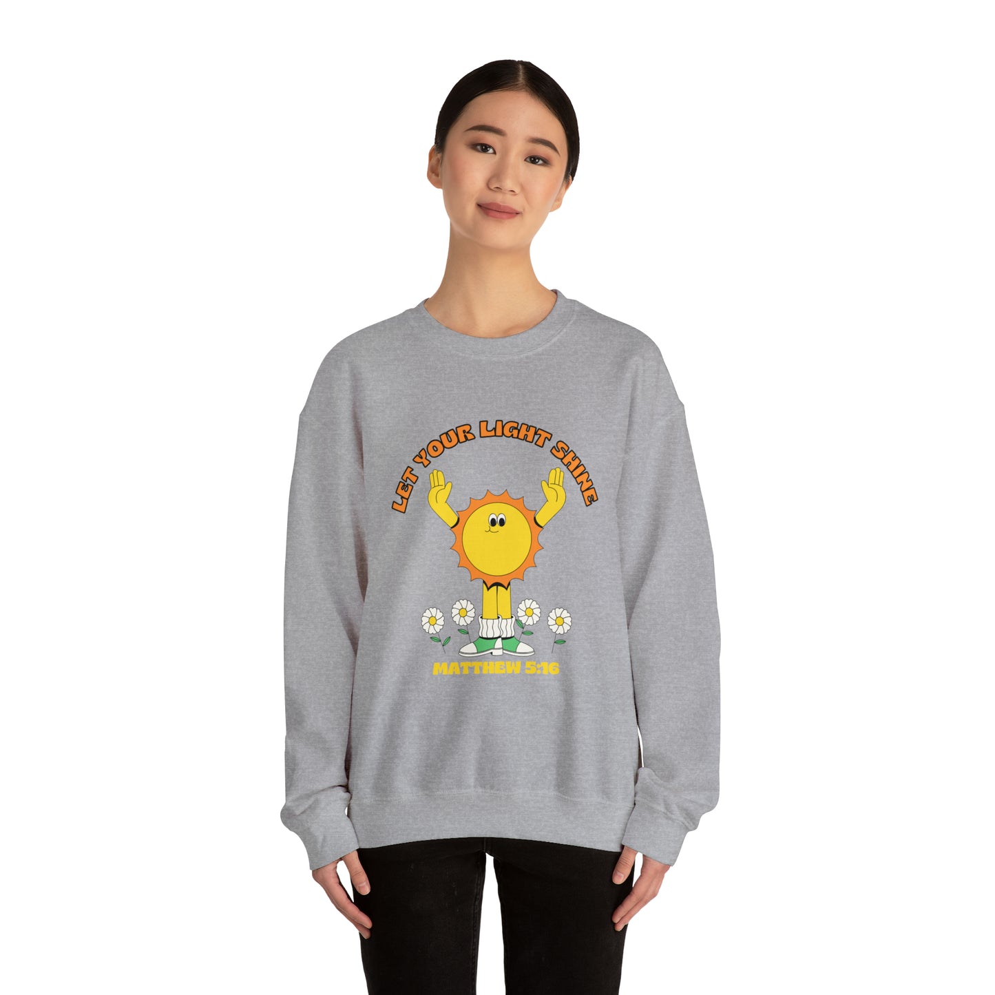 Let Your Light Shine Retro Sunny Sweatshirt - Funny Christian Sweatshirts for Women