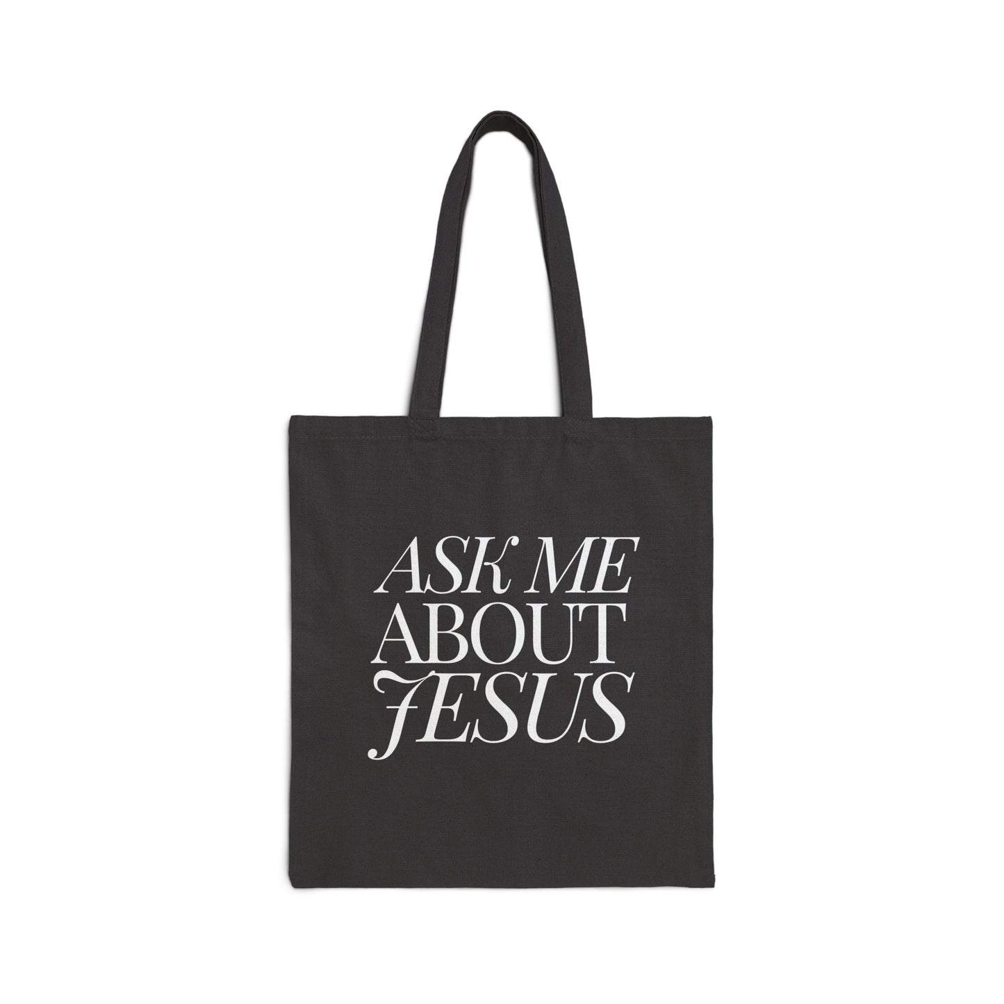 Ask Me About Jesus - Black Tote Bag Christian Gifts - Evangelism Gifts