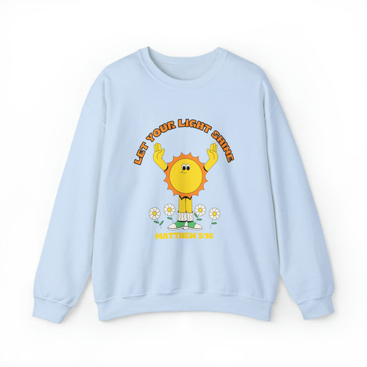 Let Your Light Shine Retro Sunny Sweatshirt - Funny Christian Sweatshirts for Women