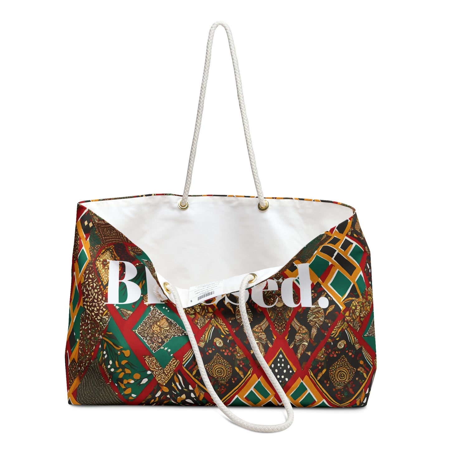 Bold African Print "Blessed" Christian Weekender Bags - Gifts for Christian Women - Fun Gifts for Christians