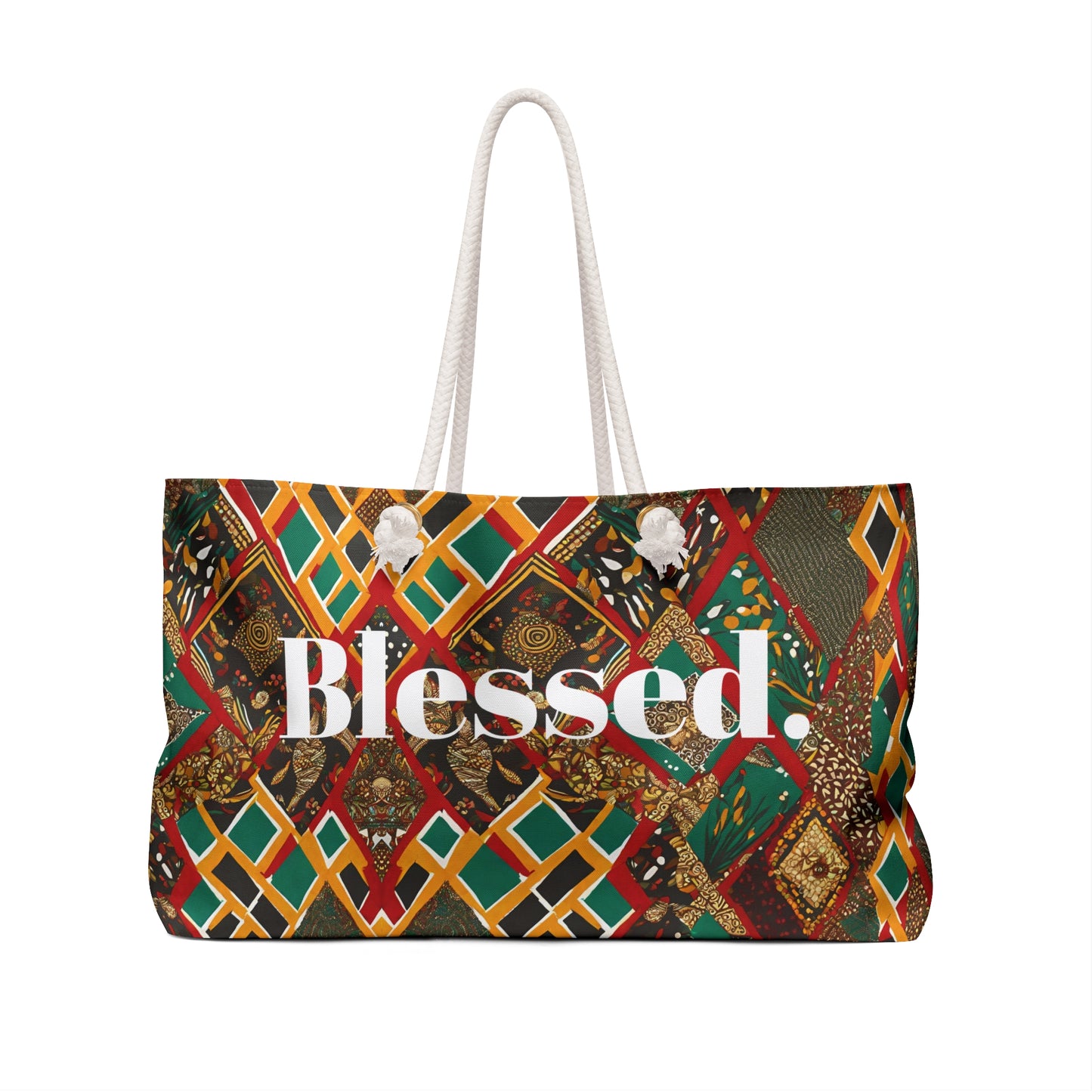 Bold African Print "Blessed" Christian Weekender Bags - Gifts for Christian Women - Fun Gifts for Christians