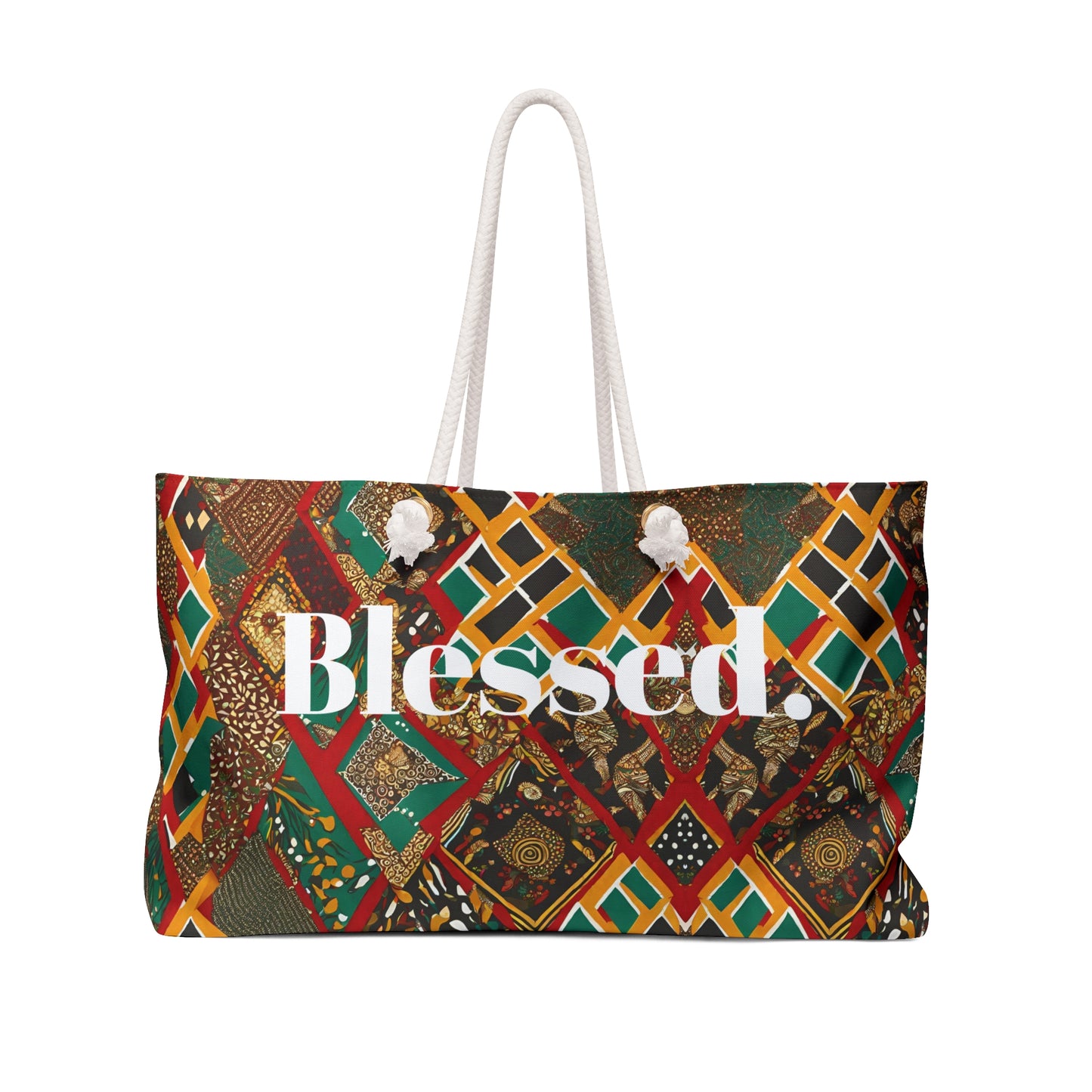 Bold African Print "Blessed" Christian Weekender Bags - Gifts for Christian Women - Fun Gifts for Christians