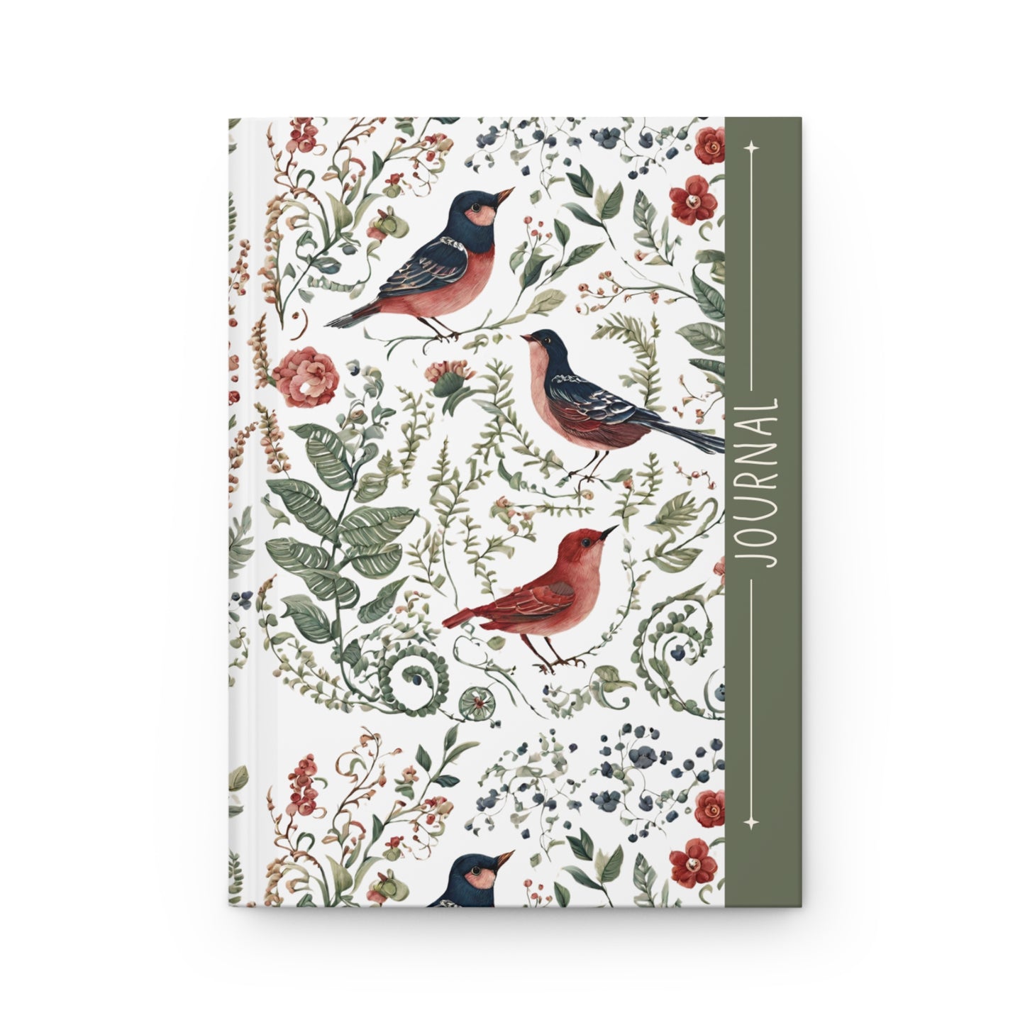 Vintage Whimsical Birds and Flowers Hardcover Journal - 150 Pages - Great Gift Idea